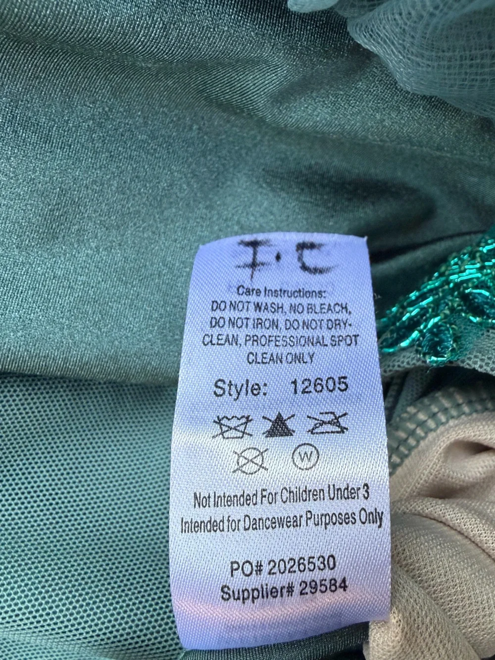 Weissman Girls XL Teal Green Floral Tulle Ballet Dance Costume Dress